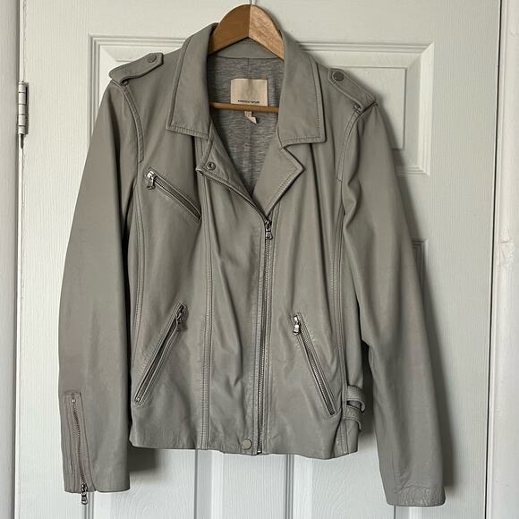 Rebecca Taylor Lamb Leather Biker Jacket - Size 12 - Picture 1 of 16
